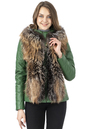 Женская кожаная куртка из натуральной кожи с капюшоном, отделка енот 0902520