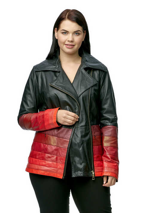 Женская кожаная куртка из натуральной кожи с воротником 0902530