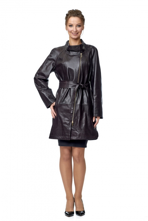 Женское кожаное пальто из натуральной кожи с воротником 8005981