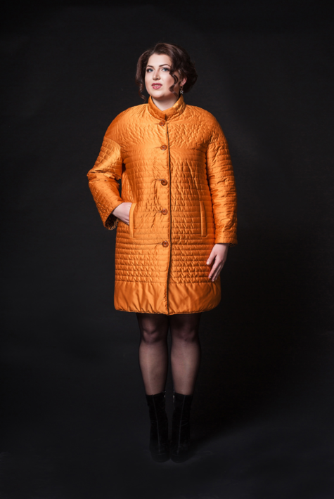 Женское пальто из текстиля с воротником 8009333