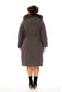 Женское пальто из текстиля с капюшоном, отделка песец 8010053-3