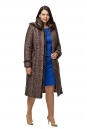 Женское пальто из текстиля с капюшоном, отделка норка 8010609-2