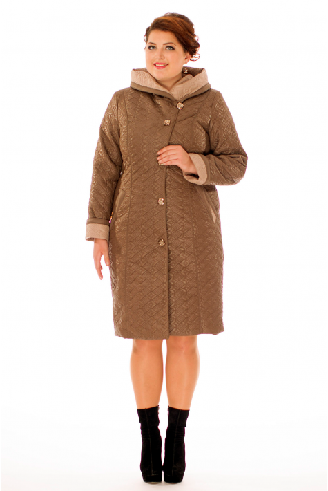 Женское пальто из текстиля с капюшоном 8010624