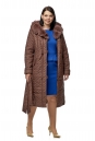 Женское пальто из текстиля с капюшоном, отделка кролик 8010636-2