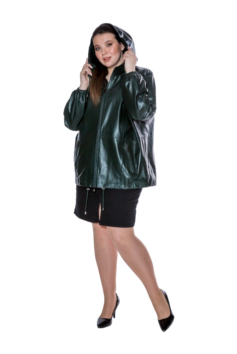 Женская кожаная куртка из натуральной кожи с капюшоном 8011559