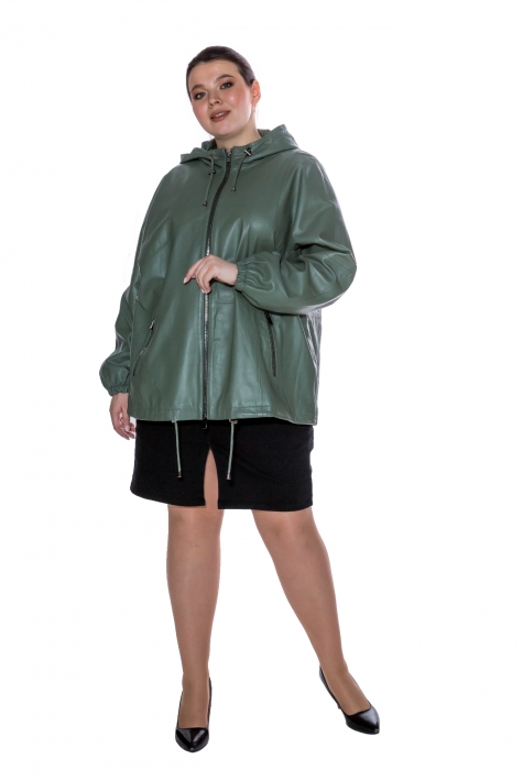 Женская кожаная куртка из натуральной кожи с капюшоном 8011560