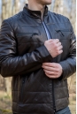 Мужская кожаная куртка из натуральной кожи с воротником 8011822-2