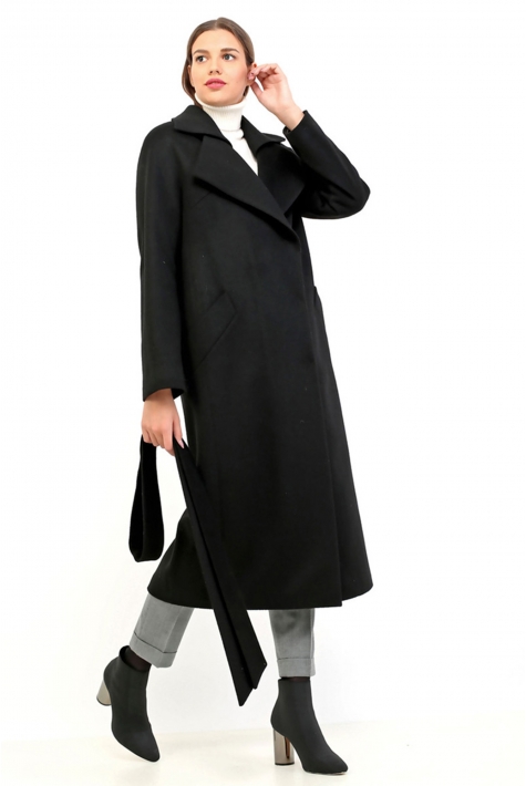 Женское пальто из текстиля с воротником 8011824