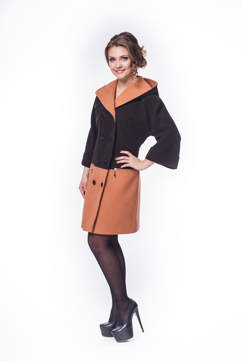 Женское пальто из текстиля с капюшоном 8011973