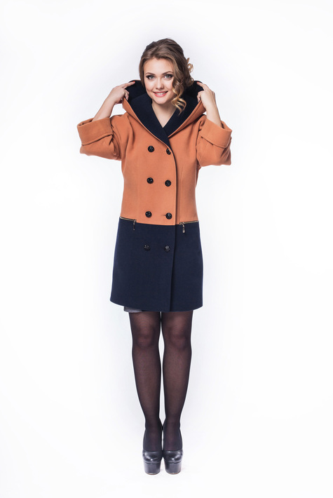 Женское пальто из текстиля с капюшоном 8011974