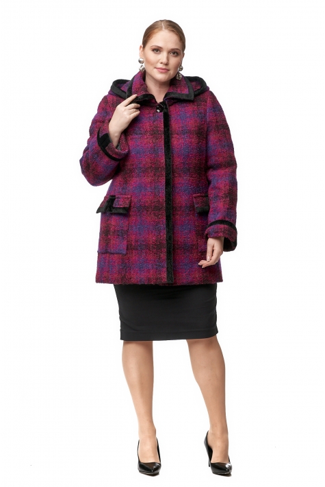 Женское пальто из текстиля с капюшоном 8012145