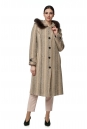 Женское пальто из текстиля с капюшоном, отделка песец 8016134-2