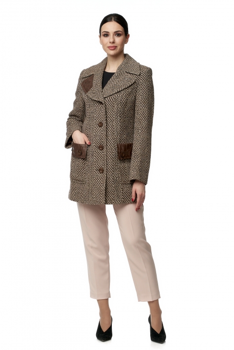 Женское пальто из текстиля с воротником 8017135