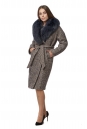 Женское пальто из текстиля с воротником, отделка песец 8019103