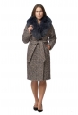 Женское пальто из текстиля с воротником, отделка песец 8019103-2