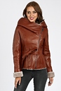 Женская кожаная куртка из натуральной кожи на меху с капюшоном 3600209