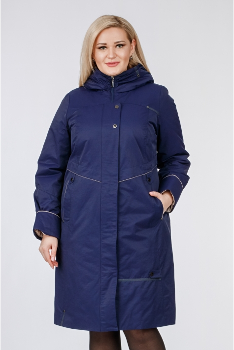 Женское пальто из текстиля с капюшоном 1001115