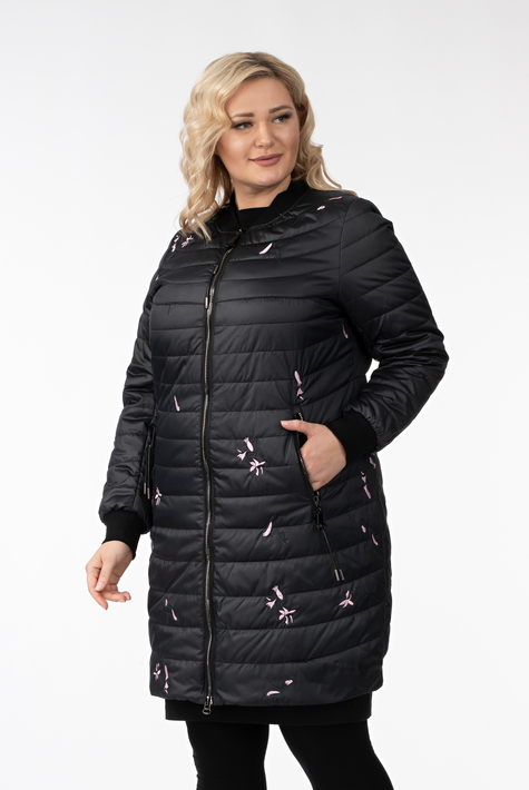 Женское пальто из текстиля с воротником 1001244