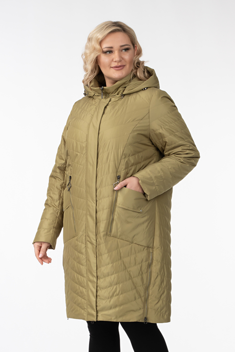 Женское пальто из текстиля с капюшоном 1001246