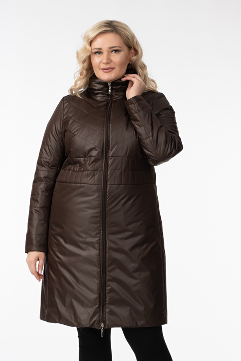 Женское пальто из текстиля с капюшоном 1001262