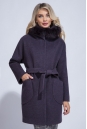 Женское пальто из текстиля с капюшоном, отделка песец 3000840