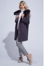 Женское пальто из текстиля с капюшоном, отделка песец 3000840-2